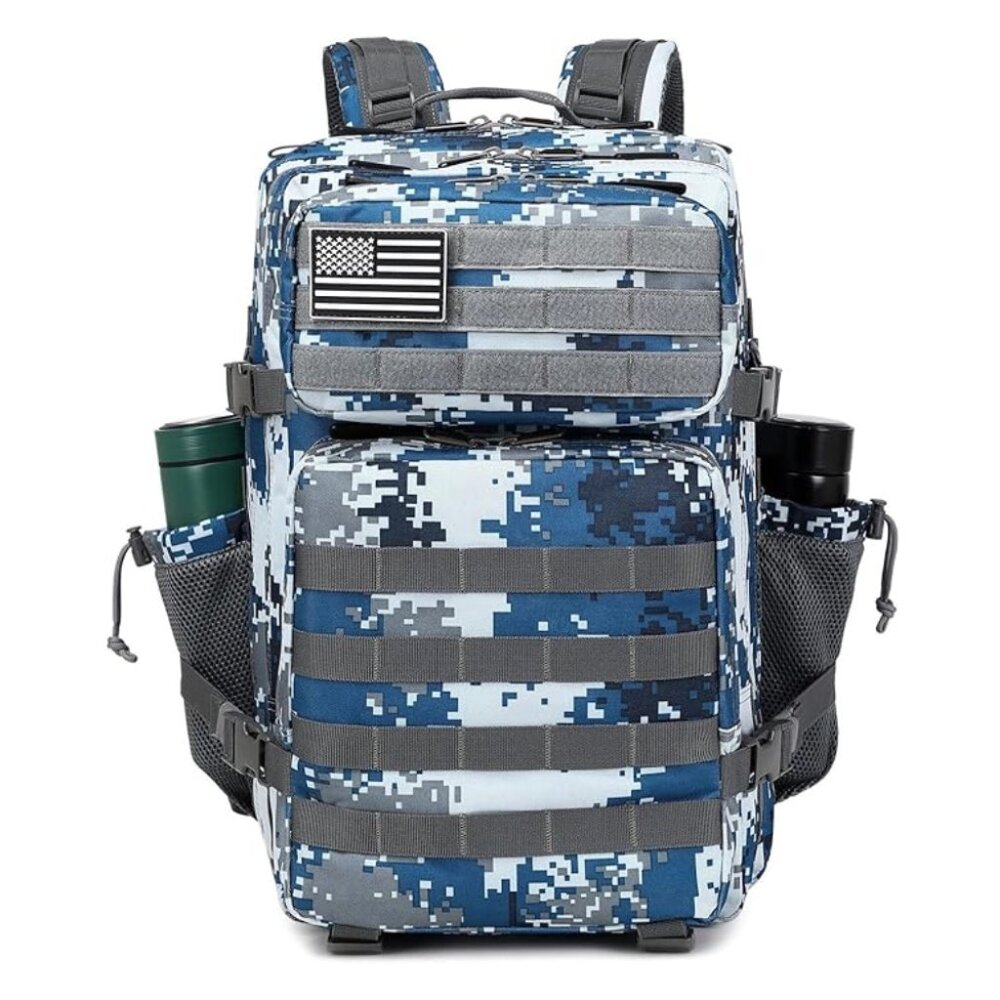 45L Tactical Backpack with Bottle Holder Waterproof Multi Compartment for Hiking